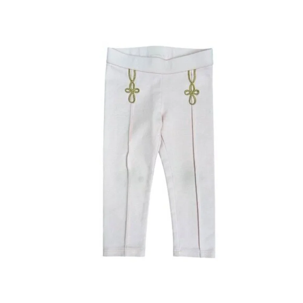 Janie And Jack Toddler Girls Pink Leggings With Gold Embroidered Accents Size 2T